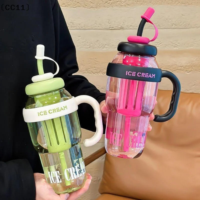 Cute Portable Children's Plastic Cup Leakproof Straw Sports Water Qme