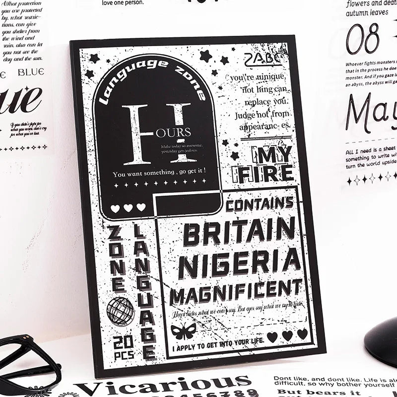 Korea INS English Alphabet Large size sticker book，DIY Scrapbook supplies Collage，Diary Stickers，School Stationery Decoration Qme