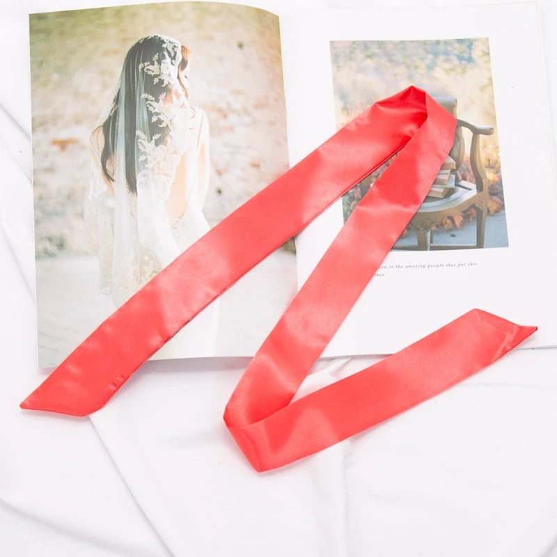 Long Bag Scarf Women Hair Band Lady Accessories Solid Skinny Scarves Qme Watermelon red length 100cm