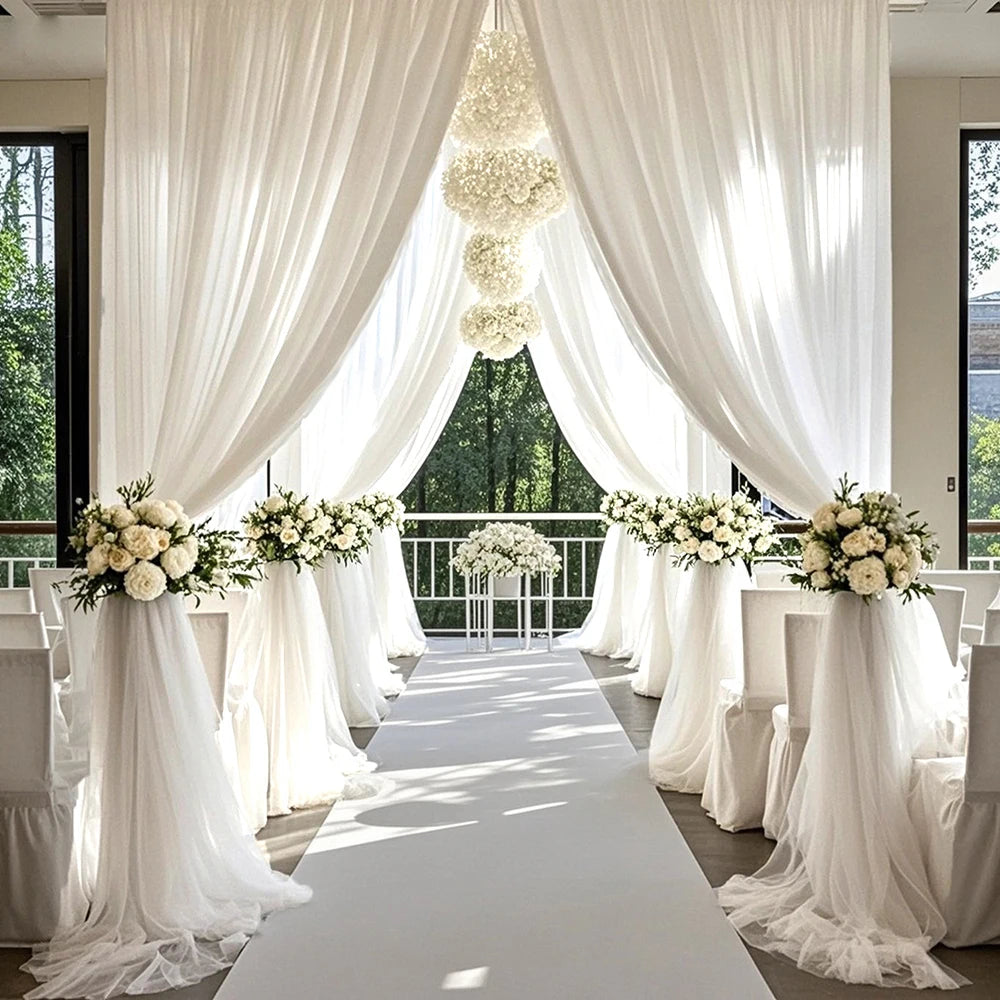 Shaman Wedding Mesh Outdoor Wedding Party Scene Decoration Background Wedding Arches Curtain Mesh Qme