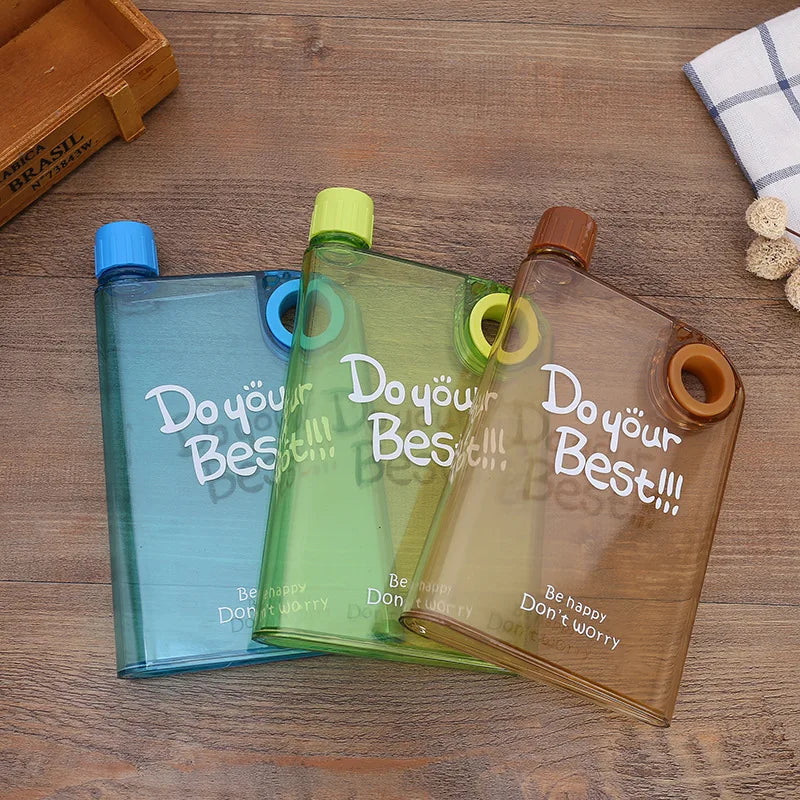 380MLPlastic Transparent Creative Water Bottle Buckle Carrying Cup Qme