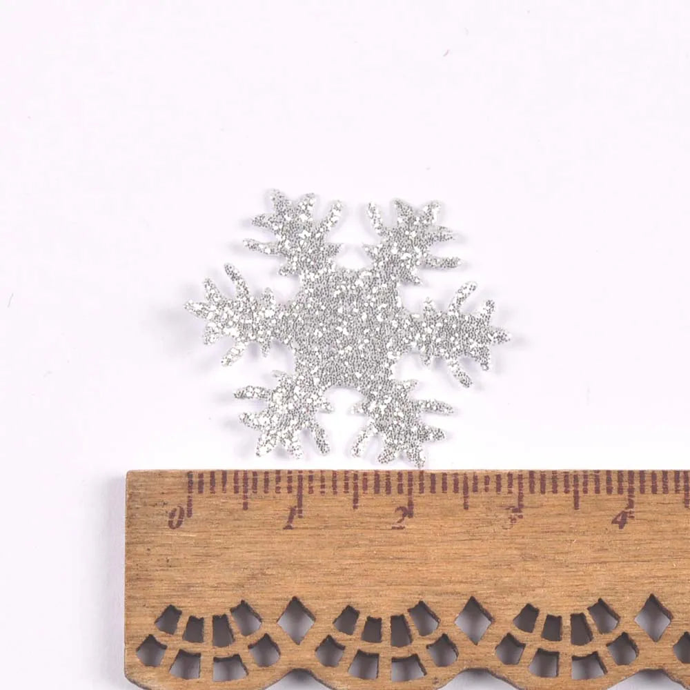 50Pcs Cute Glitter Elk Snowflakes Christmas Tree Patches For Clothes Stick-On Appliques DIY Kids Hairpin Bowknot Accessories Qme 8