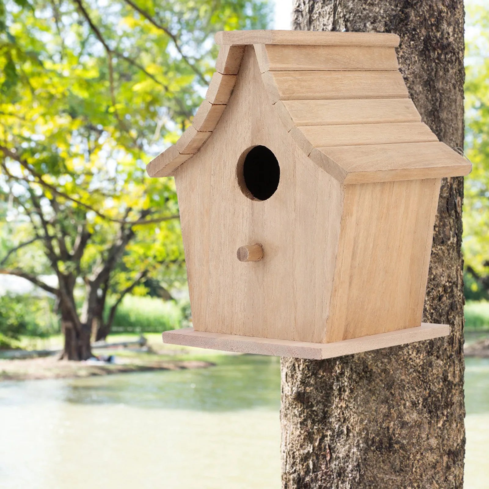 Bird Breeding Box Bird Supplies Wood Bird House Breeding Box Hanging Bird House Pet Supplies for Parrots Budgerigar Small Birds Qme