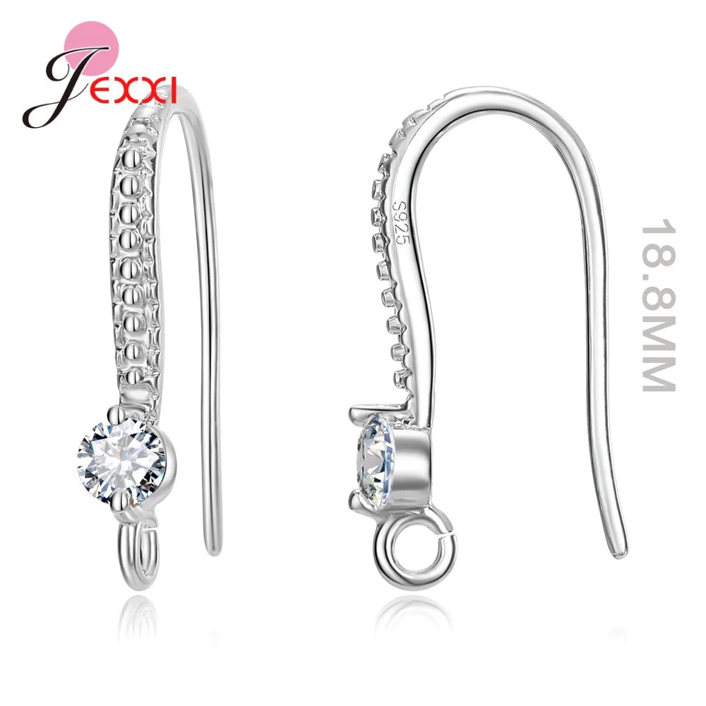 New Arrivals Sparkling Earrings Findings Real 925 Sterling Silver Color Earrings Components For Women Hand Making DIY Jewelry Qme