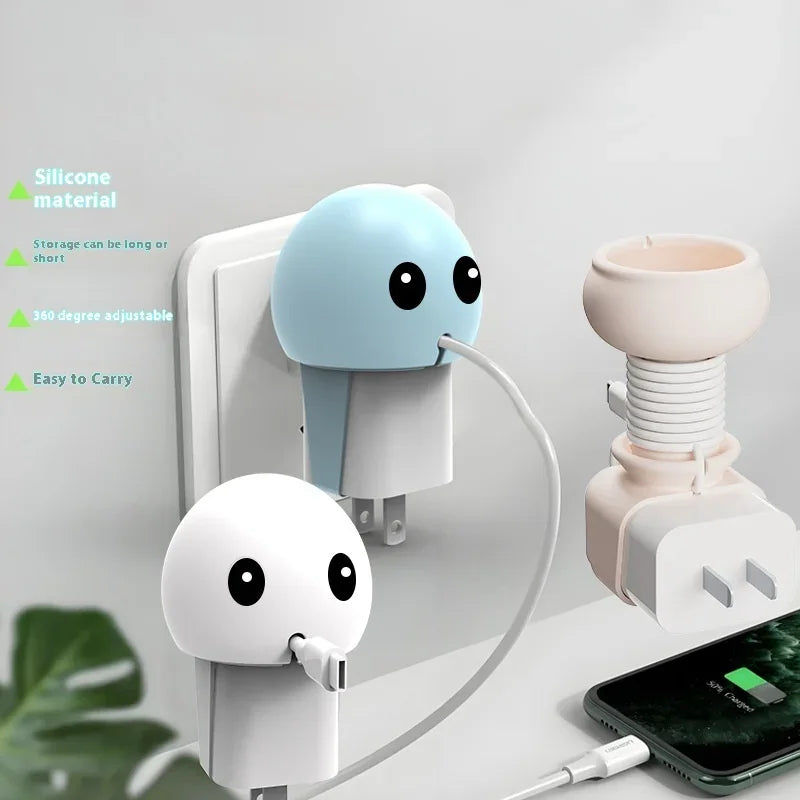 Cartoon Silicone Charger Protector Portable Data Cable Winder Data Cable Buckle Binding Belt Desktop Cable Storage Buckle Qme