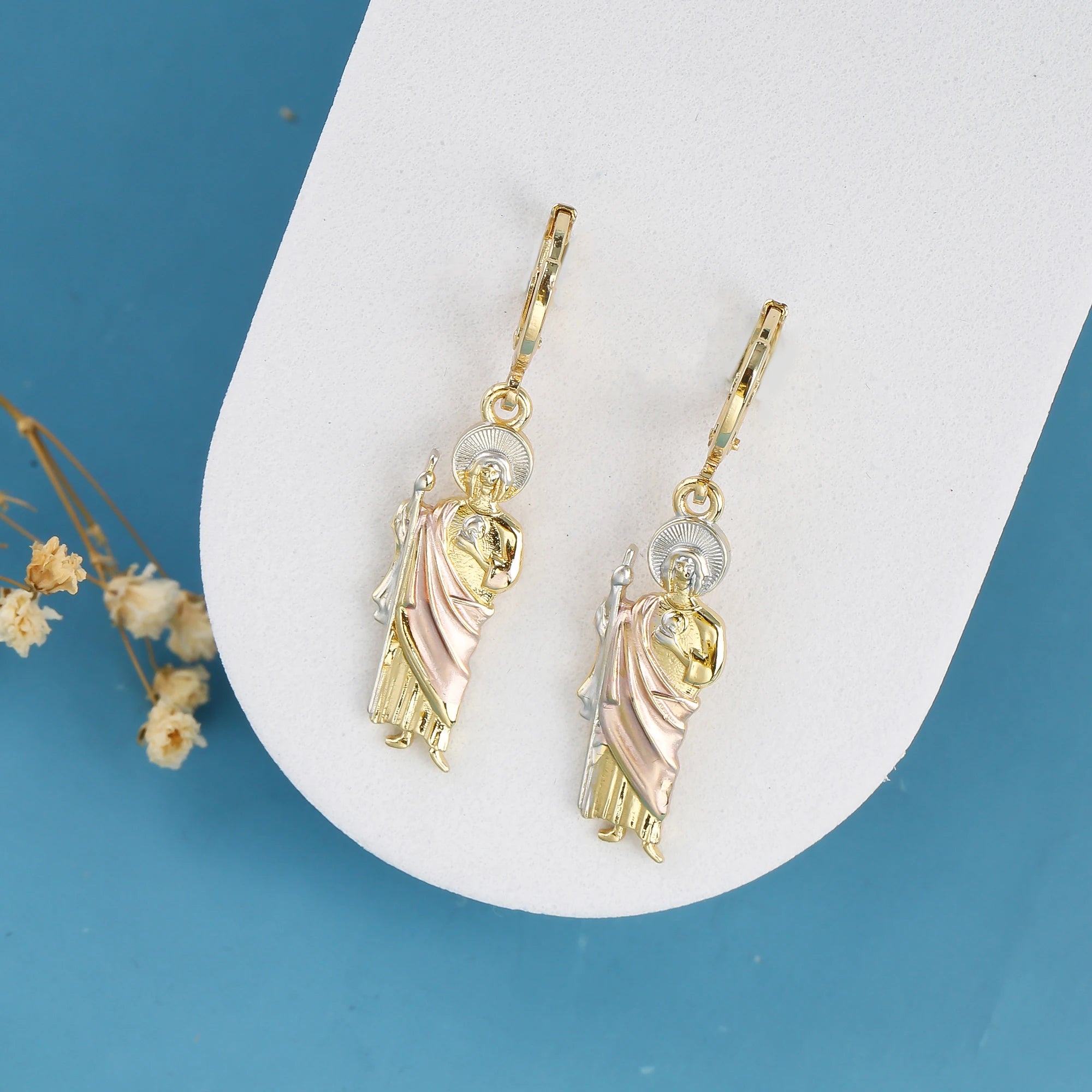 High Quality Shiny Zirconia St. Jude Drop Earrings New Fashion for Women Girls Religious Jewelry Birthday Gift Accessories Qme Earrings 6