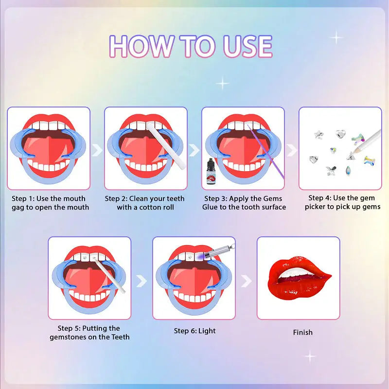 Tooth Gem Kit DIY Crystals Jewelry Kit Teeth Gems Kit Professional Fashionable Tooth Gems Kit for Teeth Teeth Jewelry Starter Qme
