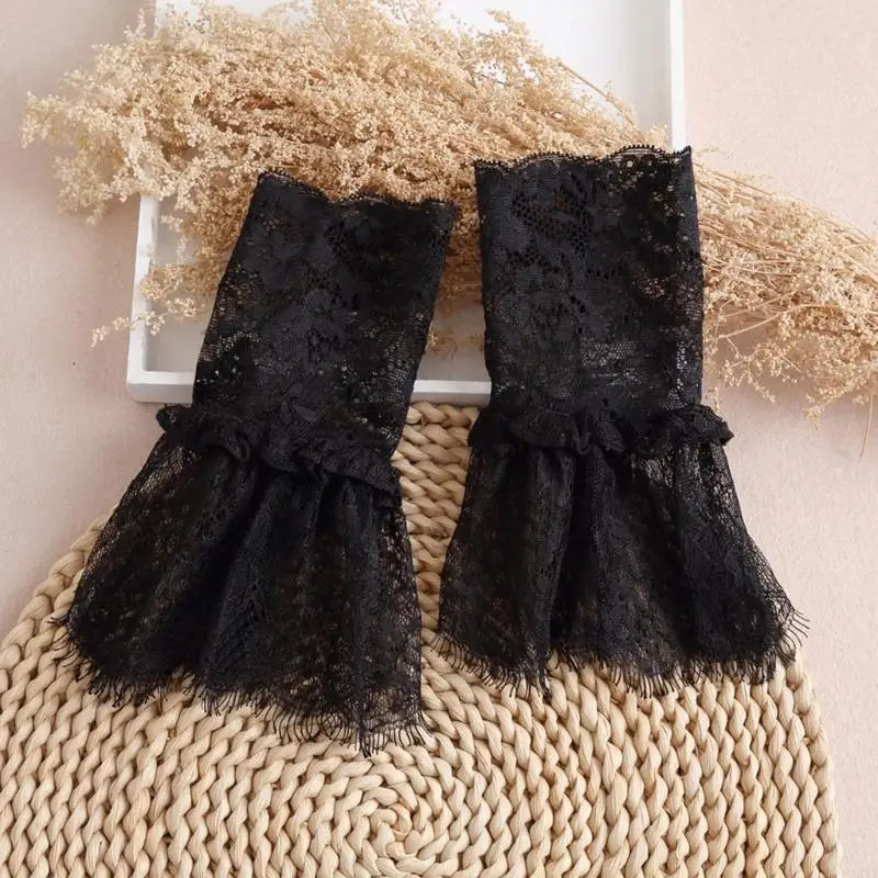 Elegant Detachable Wedding Cuffs Women Bridal Wrist Lace Pleated Qme