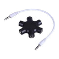 5pcs 3.5mm Audio Aux Cable Splitter 1 Male To 5 Female Headphone Port 3.5 Jack Share Adapter for Tablet MP3 MP4 Mobile Phone Qme black 5pcs