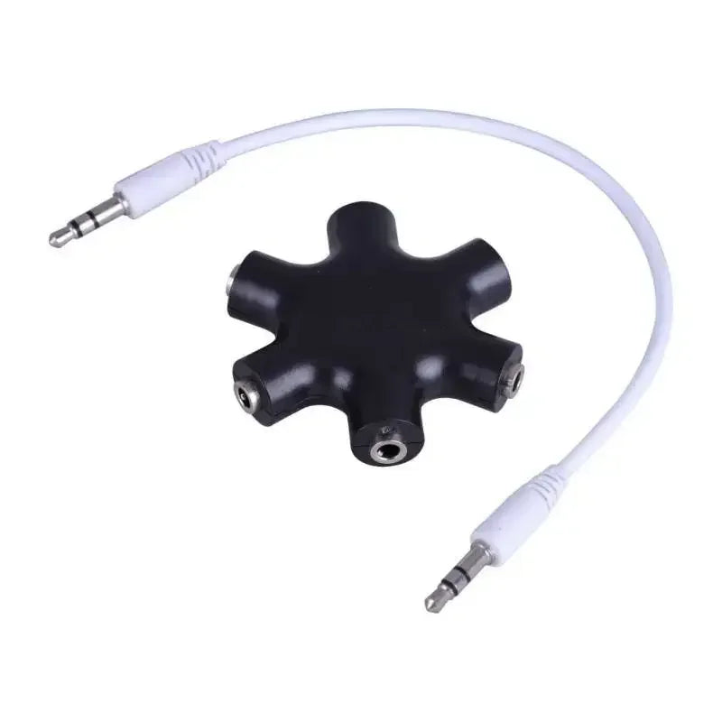 5pcs 3.5mm Audio Aux Cable Splitter 1 Male To 5 Female Headphone Port 3.5 Jack Share Adapter for Tablet MP3 MP4 Mobile Phone Qme black 5pcs