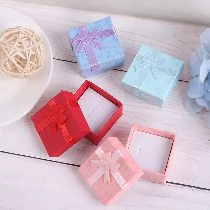 6/12PCS Multicolor Ring Storage Box Jewelry Ring Box Necklace Earrings Valentine's Day Birthday Wedding Gift Bowknot Packaging Qme