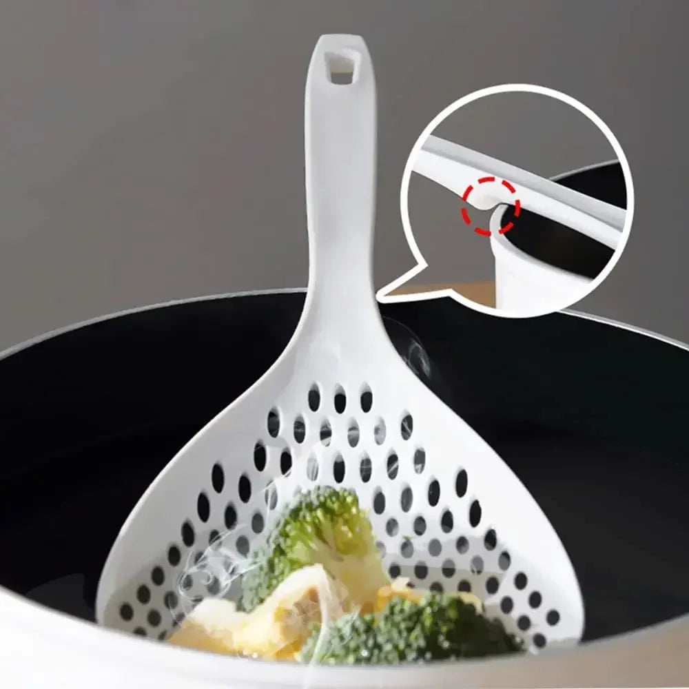 Strainer Scoop Colander Slotted Pasta Spoon Plastic Skimmer Handle Qme