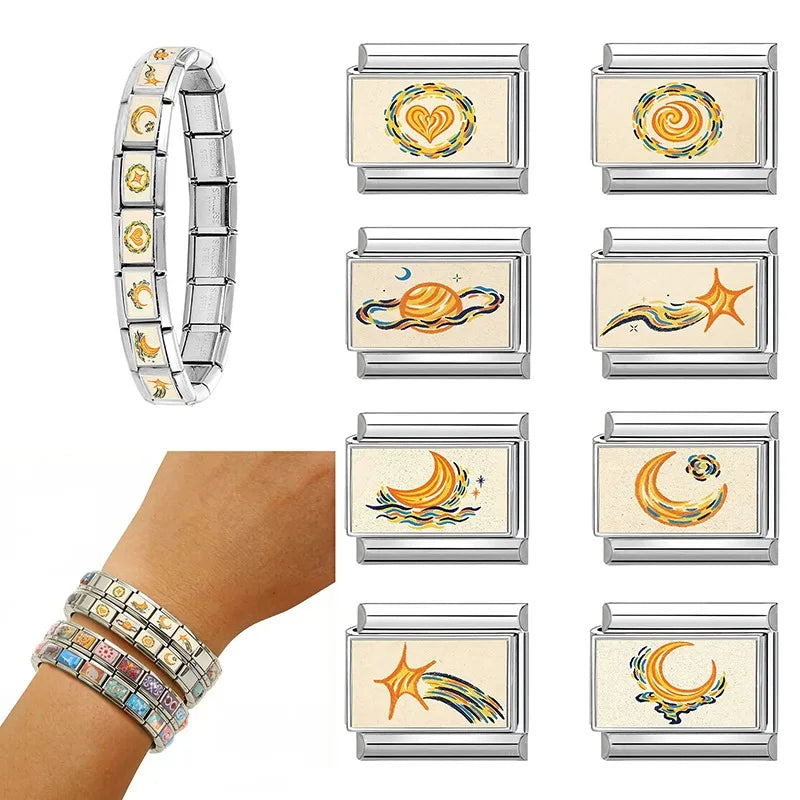 2026 Fashion New Women Gift Fruit Apple Cherry Cats Dogs Charm Italian Link Fit 9mm Bracelet Stainless Steel Making DIY Jewelrys Qme