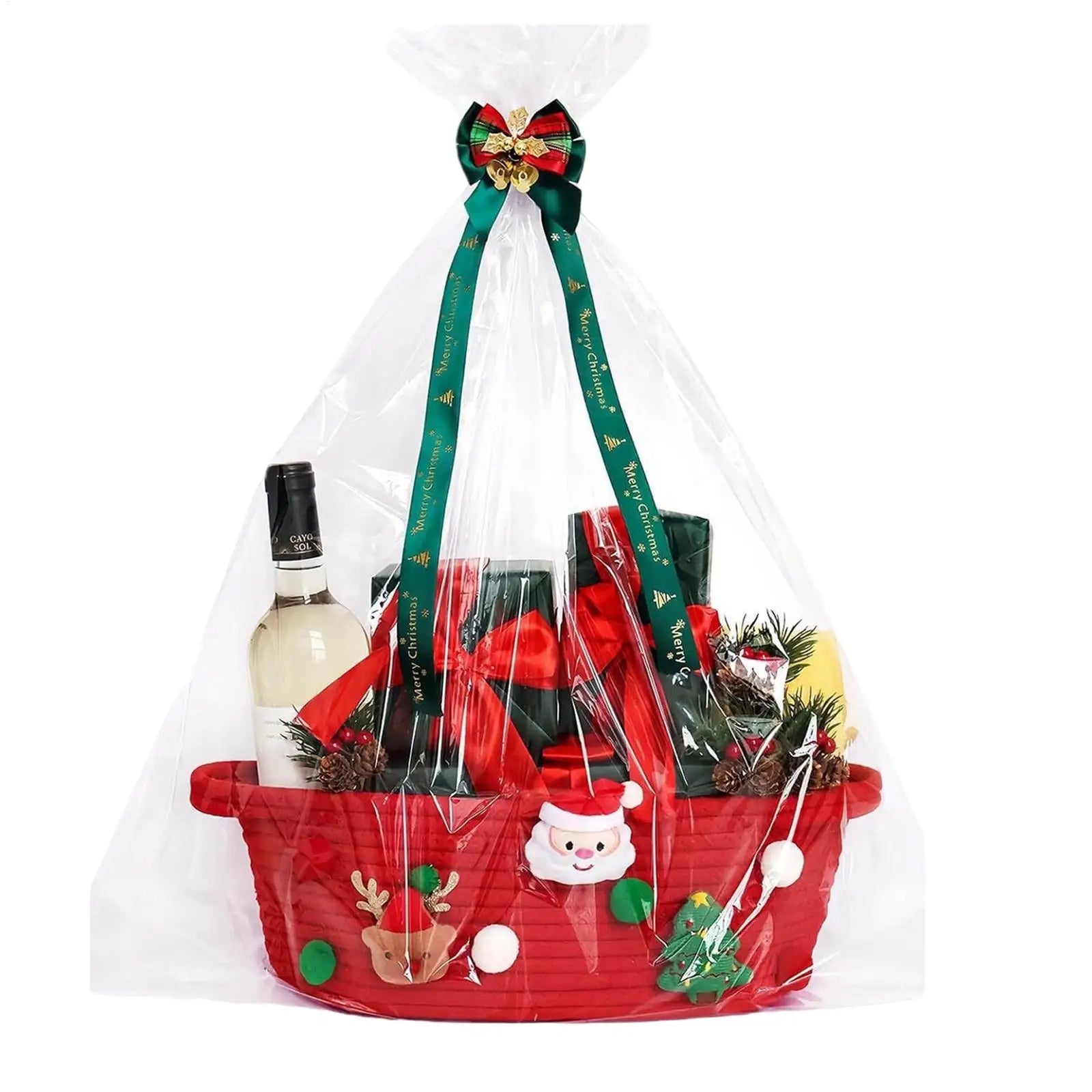 Cotton Basket Christmas Woven Storage Basket with Handles Organizer Bin for Home Kitchen Entryway Bedroom Bathroom Playroom Qme