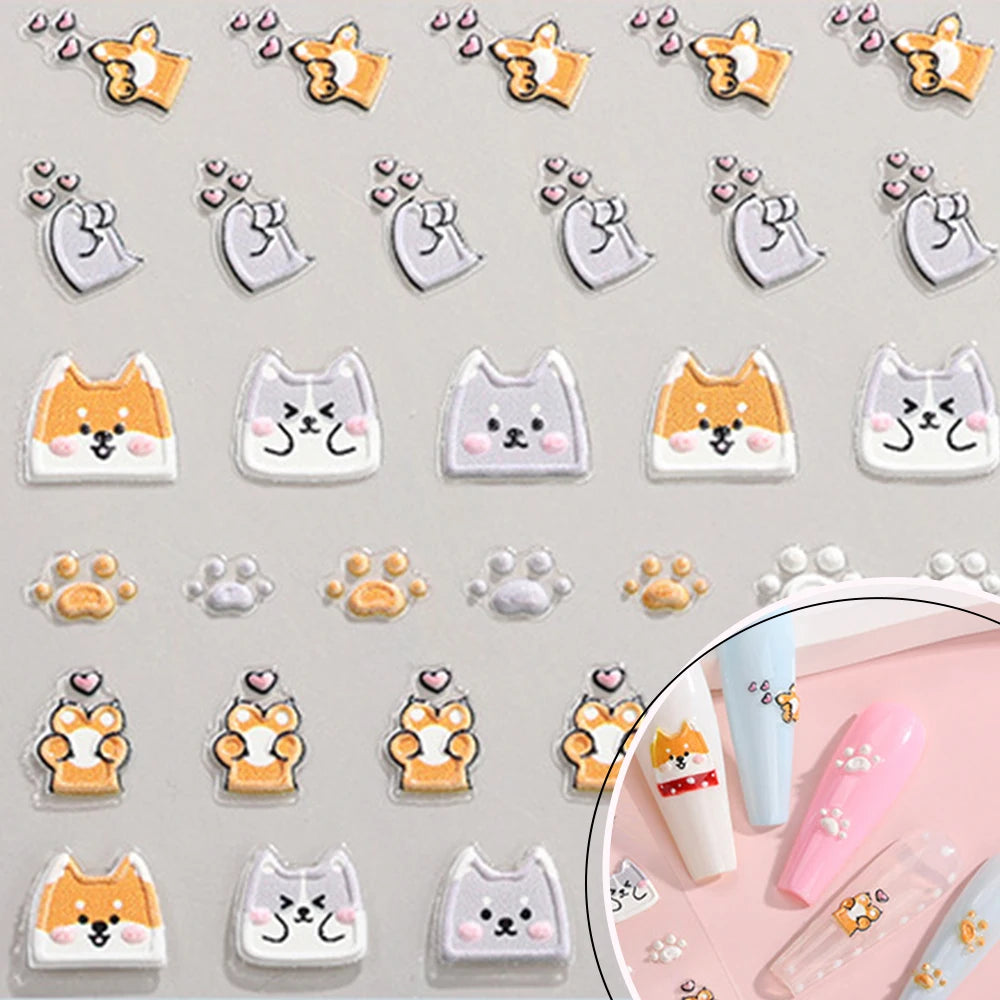 3D Embossed Floral Spring White Flowers Nail Stickers DIY Simple Qme GJ-3D-F-0006