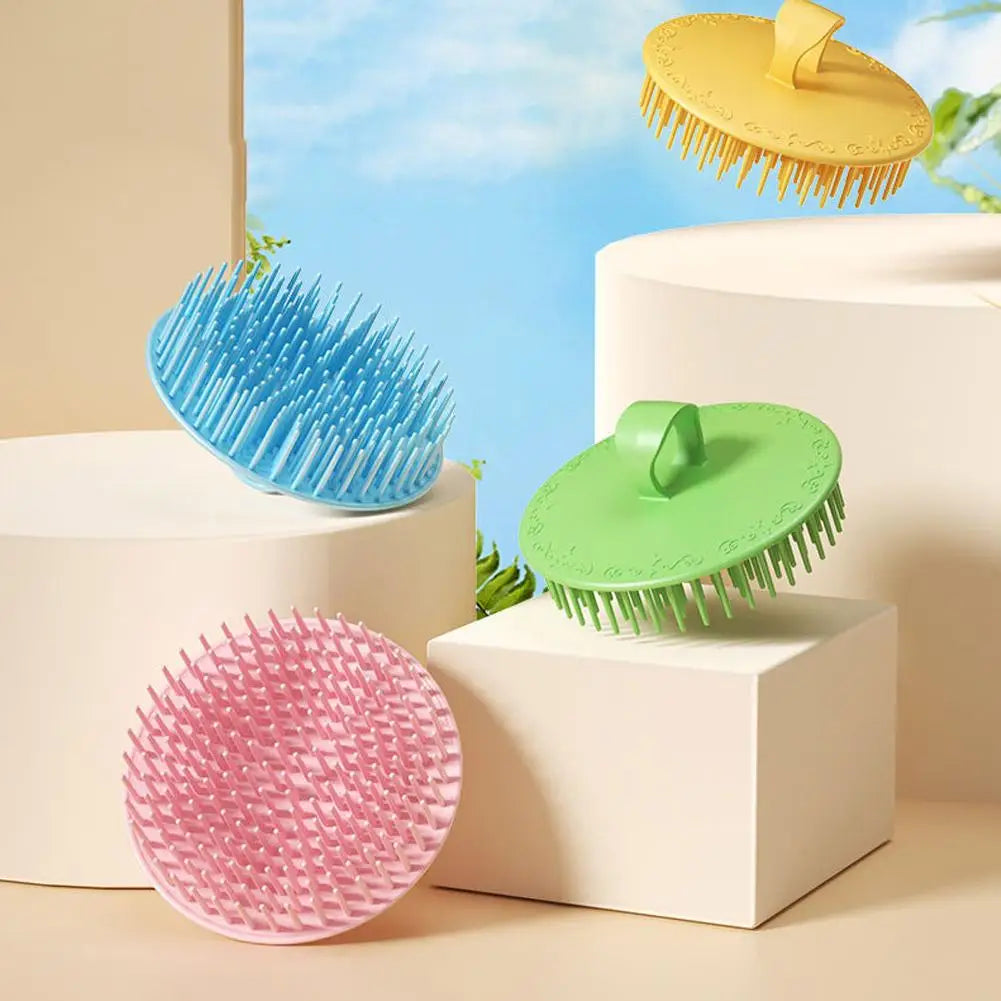 Hair Scalp Exfoliator Brush Dandruff Cleaning Flexible Massager Qme