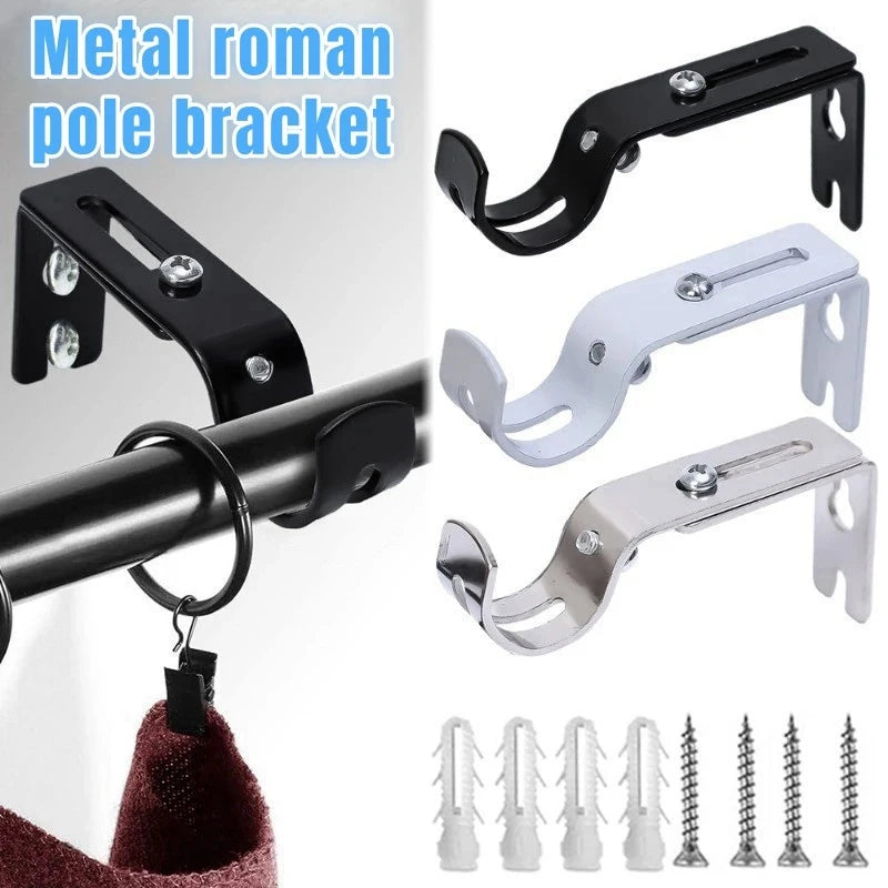 Wall-mounted Curtain Rod Support Extendable Metal Roman Pole Bracket Qme