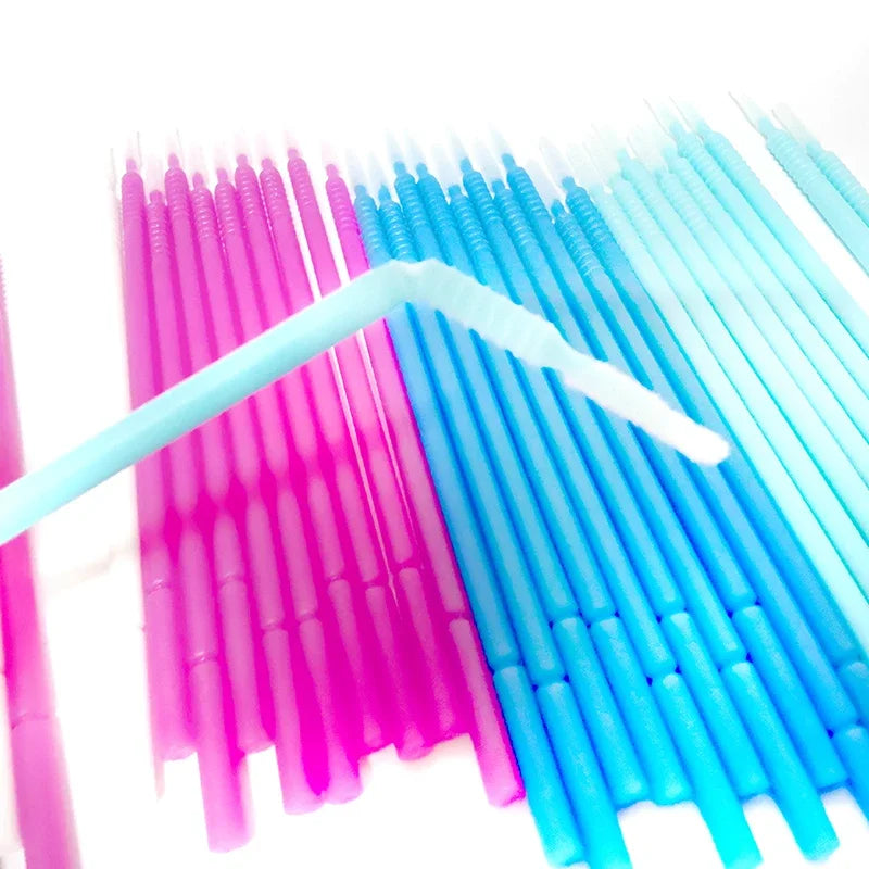 100pcs/Pack Bendable Micro Brushes Disposable Microbrush Applicators Eyelash Extensions Eyelash Glue Cleaning Brush for Eyelash Qme
