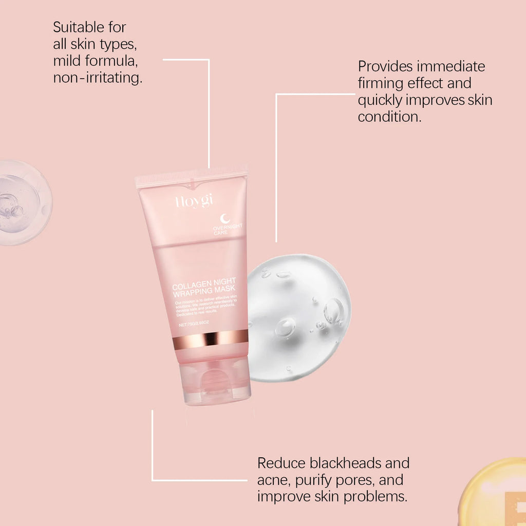 Collagen Peel-off Mask Night Wrapping Facial Mask Deeply Moisturizing Hydrating Firming Skin Facial Mask Daily Face Skin Care Qme