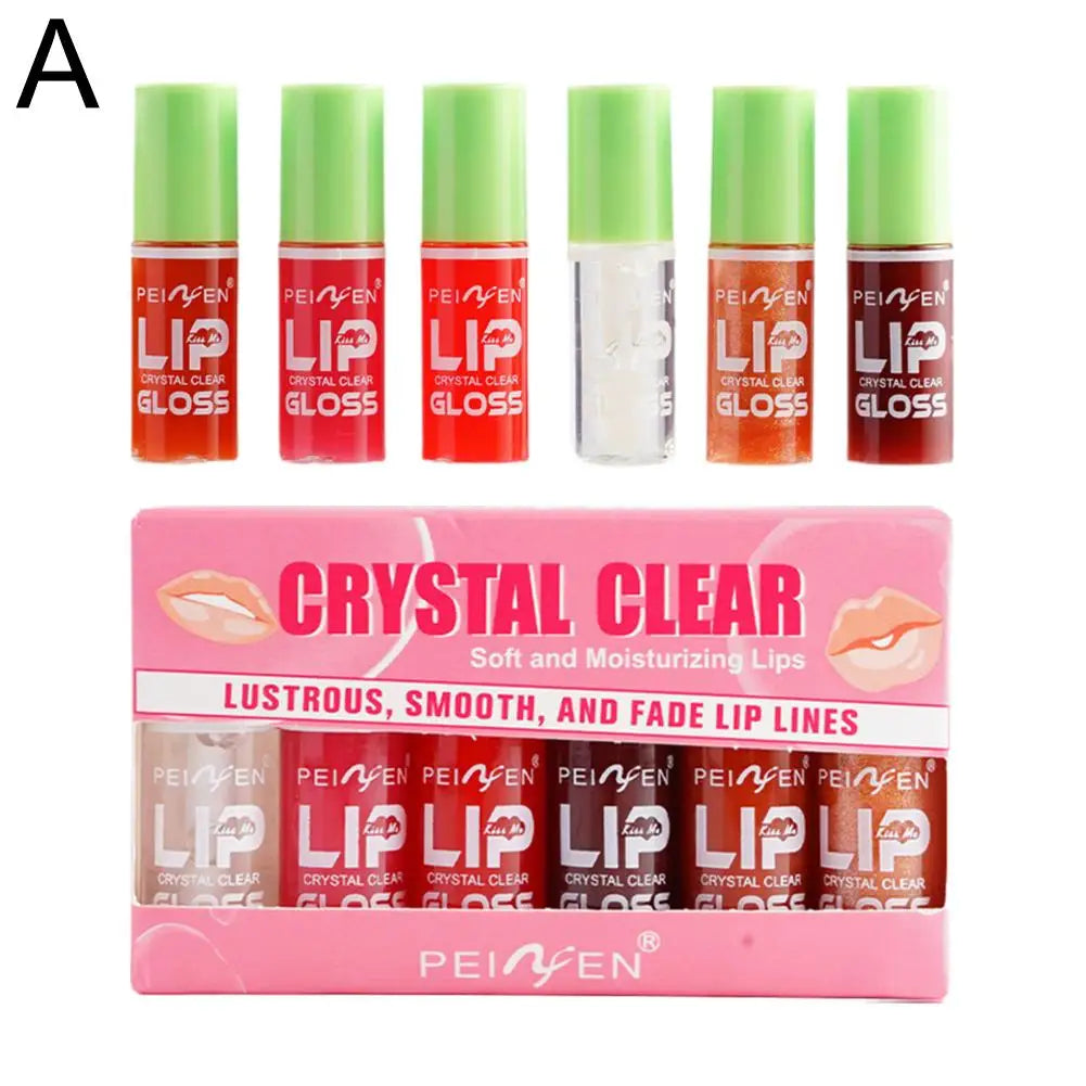 Moisturizing Lip Gloss Transparent Oil Hydrating Glaze Plumper Make Qme 6PCS