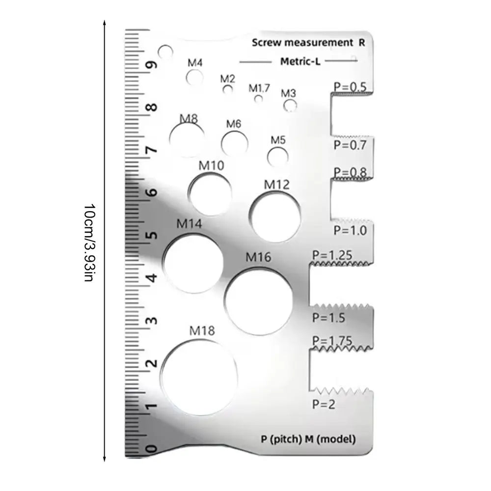 Thread Gauge Screw Measuring Ruler Easy-to-Read Thread Gauge Ruler for Woodworking Mechanical Workshop Automotive Metalworking Qme as shown