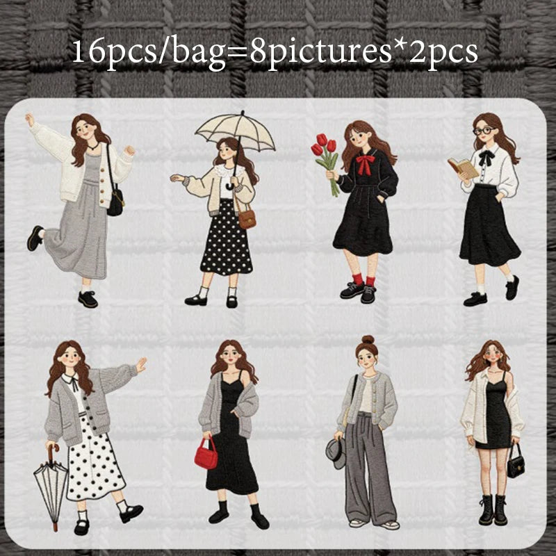 Vintage Fashion Girl Sticker Pack, BFF Theme Journal & Guka Decor Material, Must-Have for Stationery Lovers Qme E