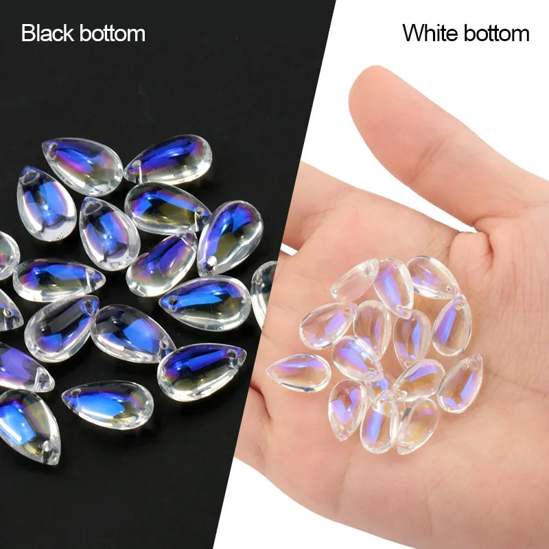 Best quality 8x14mm smooth crystal drop beads shiny ab glass drop beads jewelry beads for DIY bracelet necklace making 28pcs/lot Qme