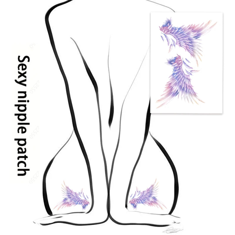 1 pc "Soaring Desire" hip tattoo sticker for women. Vibrant, sexy design ideal for fashionable neck art or scar cover-up. Realis Qme