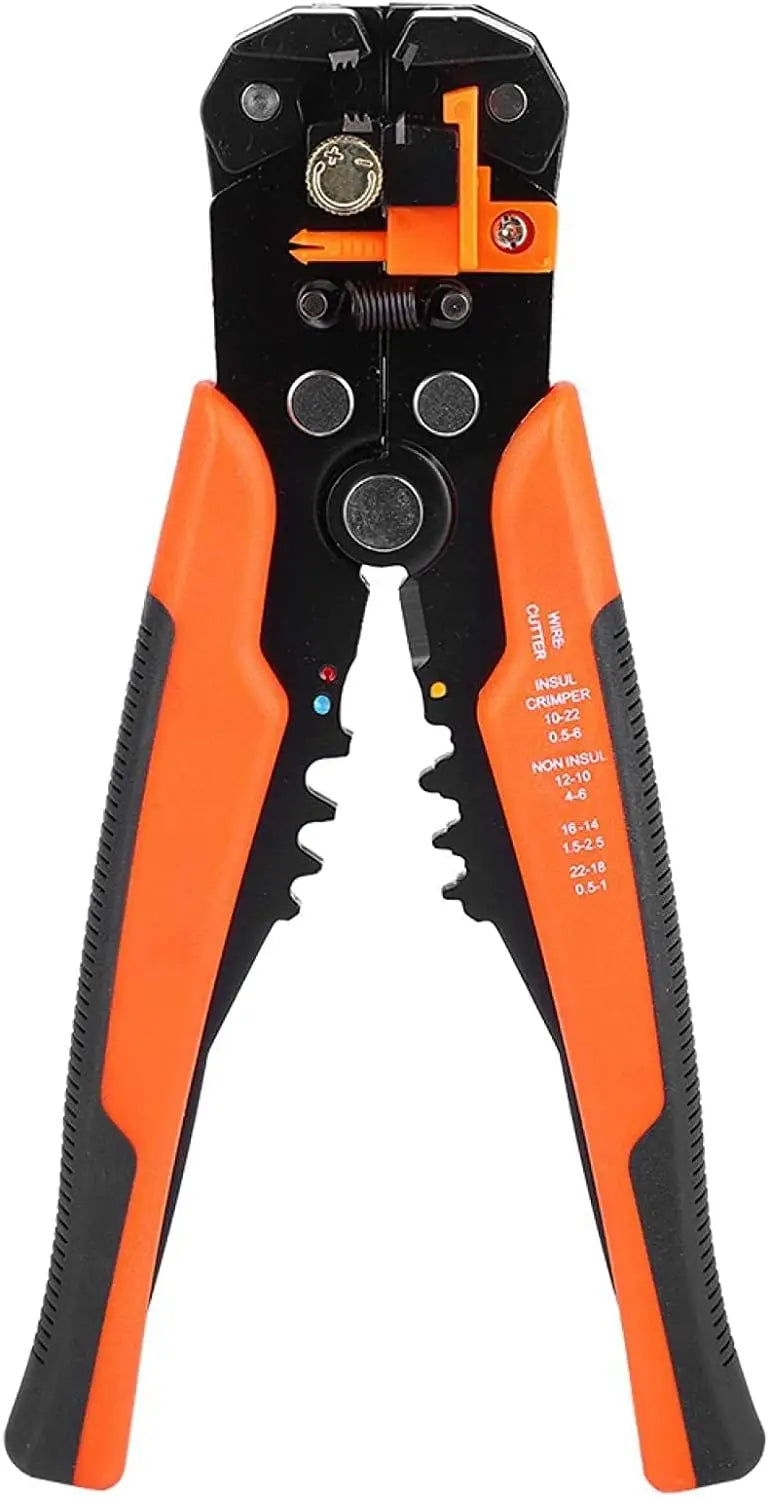 Multifunctional Cable Wire Stripper Cutter, Crimping Stripping Plier Tool, Self-adjusting 8" Automatic Wire Stripper Qme Orange
