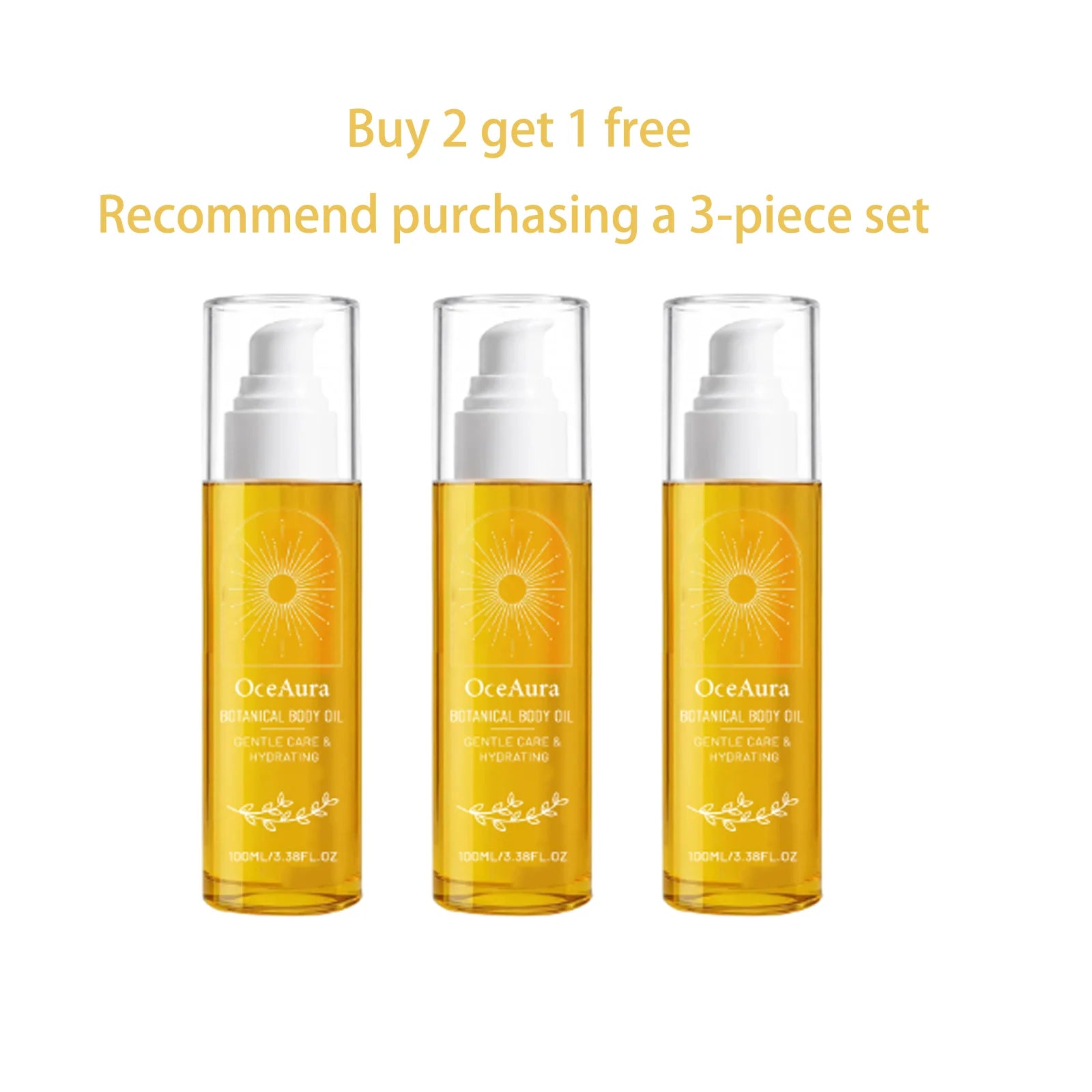 Oceaura Botanical Body Oil Gentle Brightening Smoothing Long-lasting Qme 100ml x3