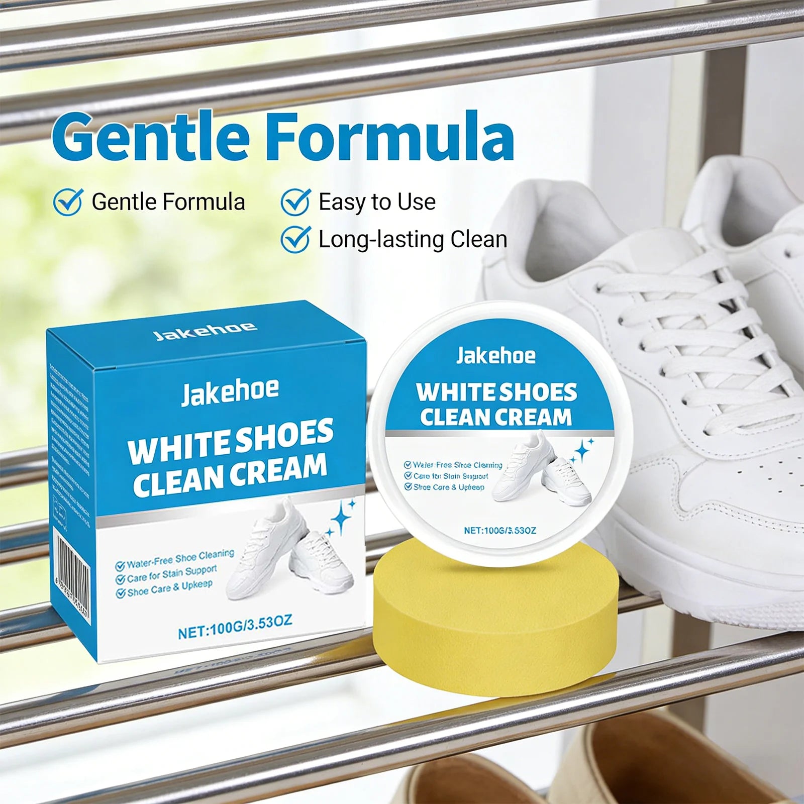 White Shoe Cleaning Cream Remove Yellow Stains Reduce Odor Water-Free Restore Luster Decontamination Specific White Shoe Cleaner Qme
