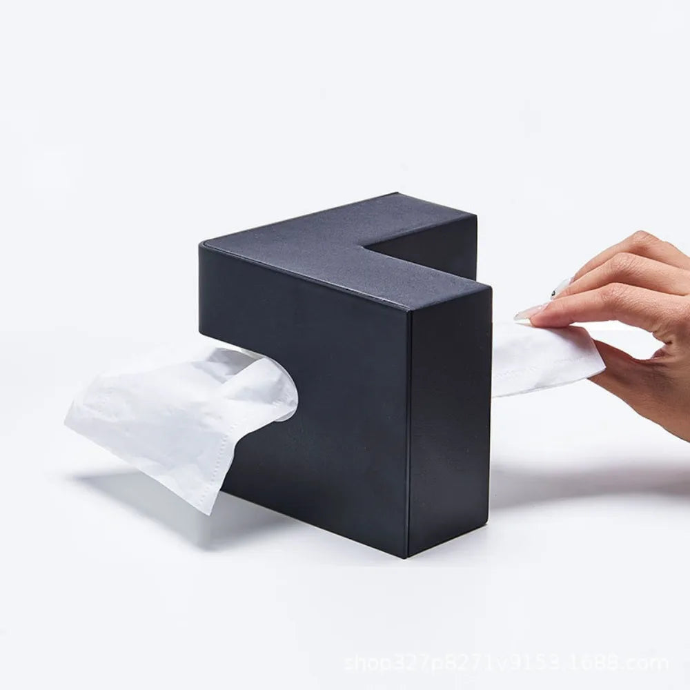 L-shaped Tissue Boxes Office, Living Room, Bedroom, Simple and Creative Folding Double-sided Tissue Box Holder Home Decoration Qme