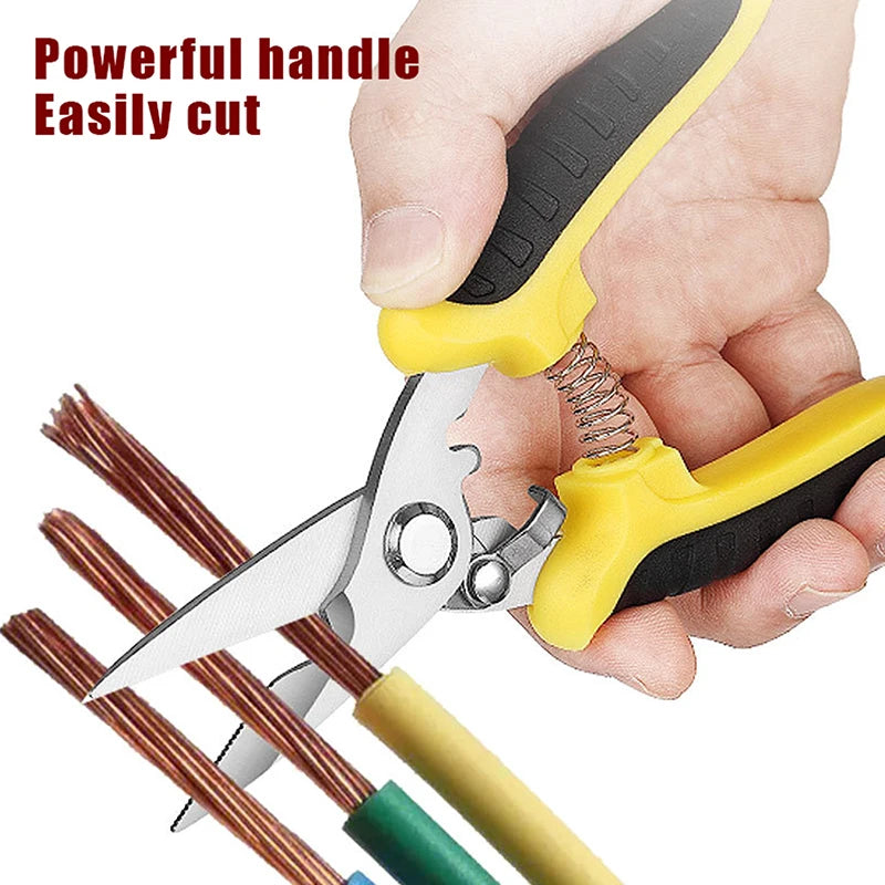 Stainless Steel Electrician Scissors Multifunction Hand Tool Cutting Qme