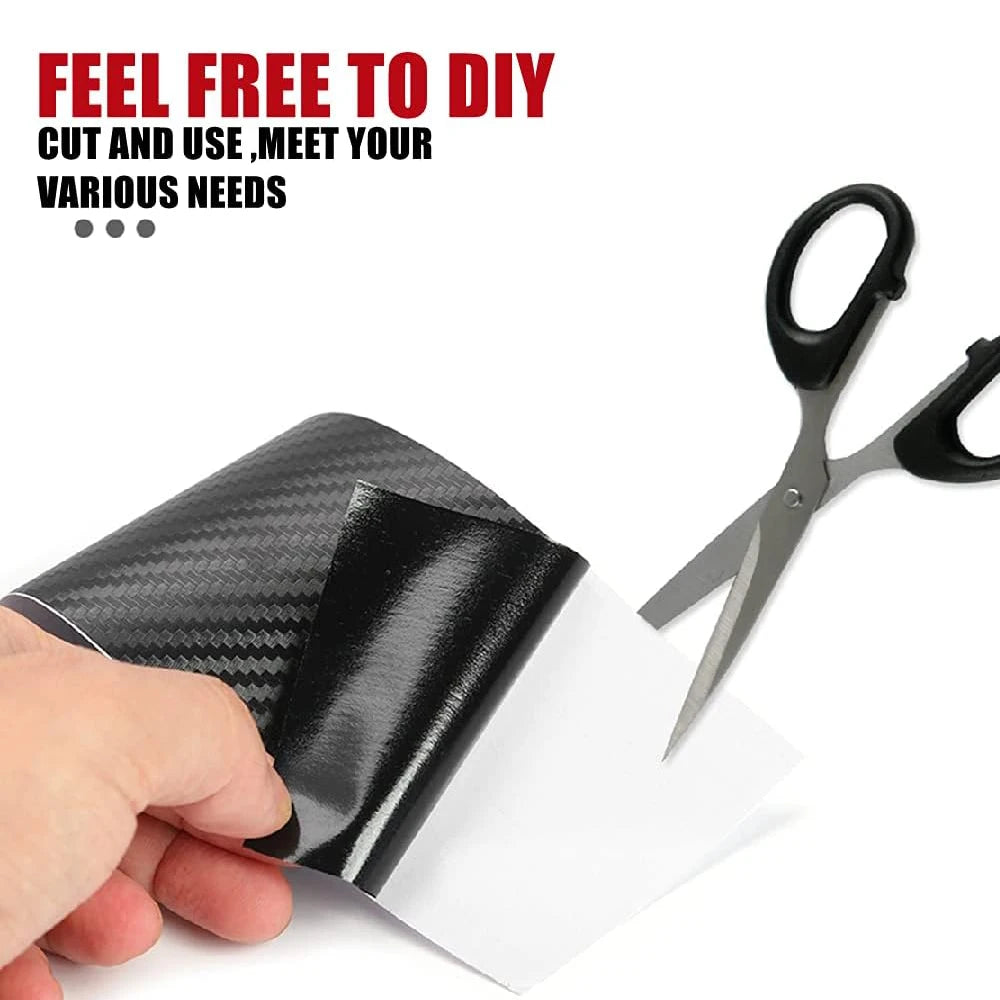 Car Door Edge Guards Door Sill Protector Black Waterproof 3D Carbon Fiber Anti Collision Film Scratch Cover Strip Stickers Tape Qme