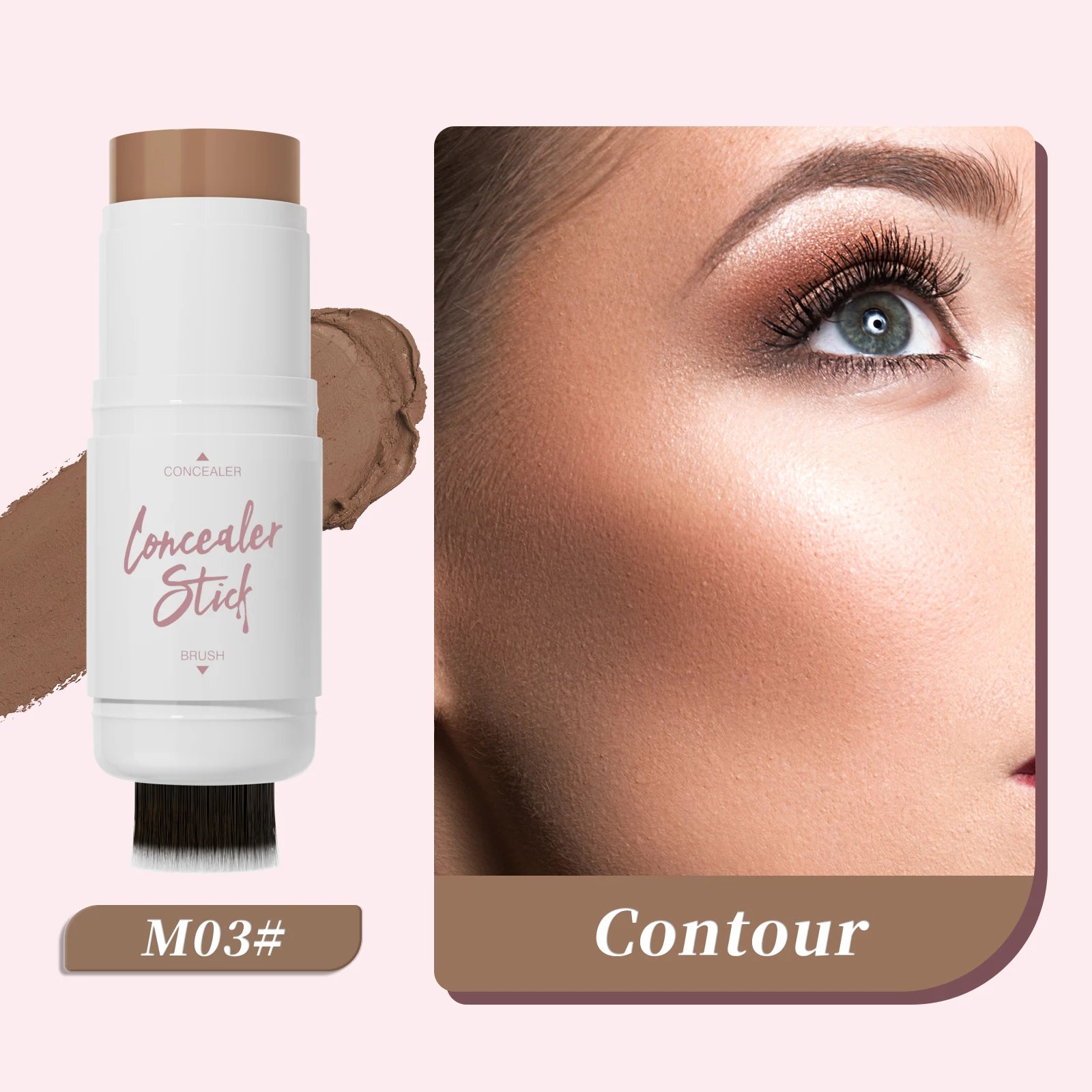 Double Head Highlighter Stick Natural Waterproof Silky Smooth Stereoscopic Nose Shadow Concealer Makeup Qme 9509-3