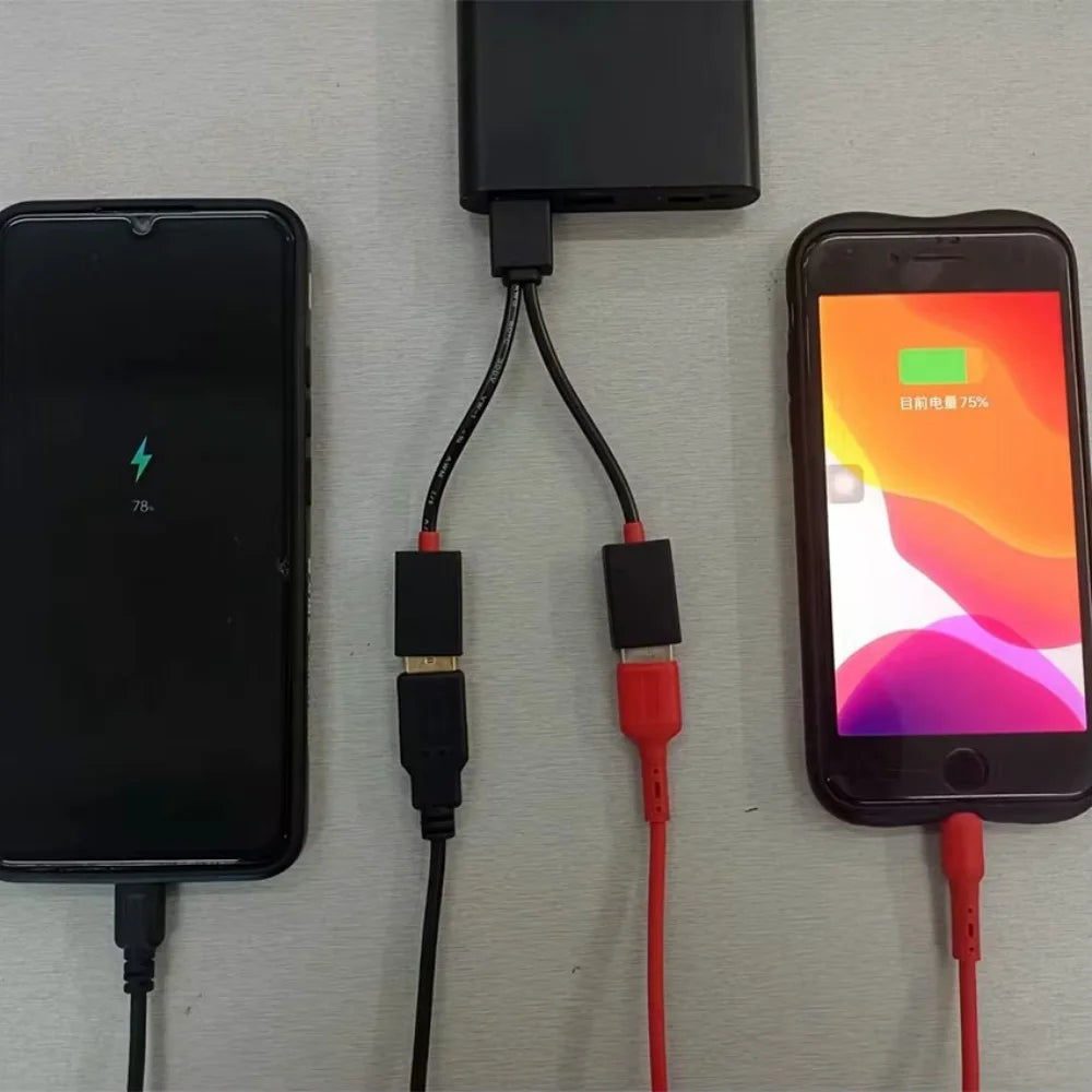 2 in 1 Out USB HUB Car USB Splitter Cable USB Multifunction Adapter Charging Cable For iPhone Huawei Samsung Xiaomi Smart Phone Qme