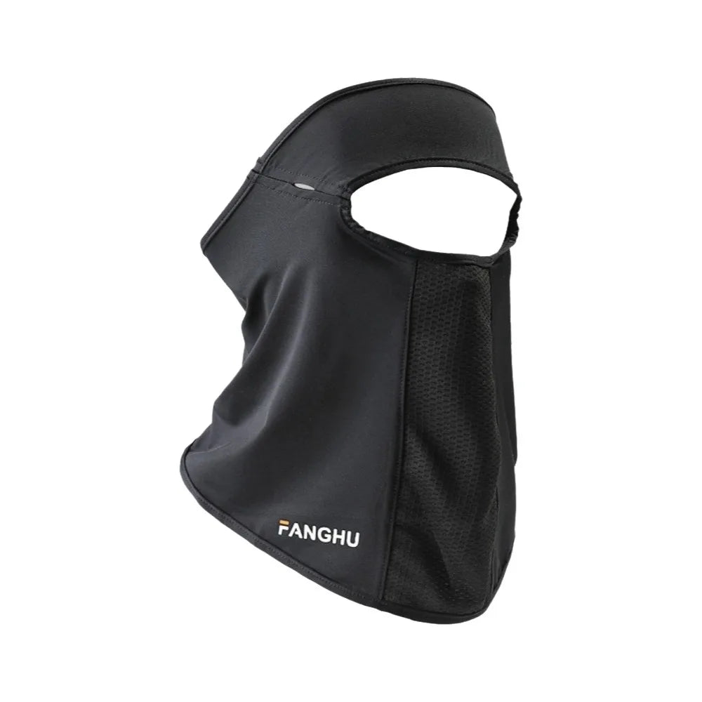Thin Solid Ice Silk Mask Sunscreen UV Protection Face Cover Scarves Qme Black