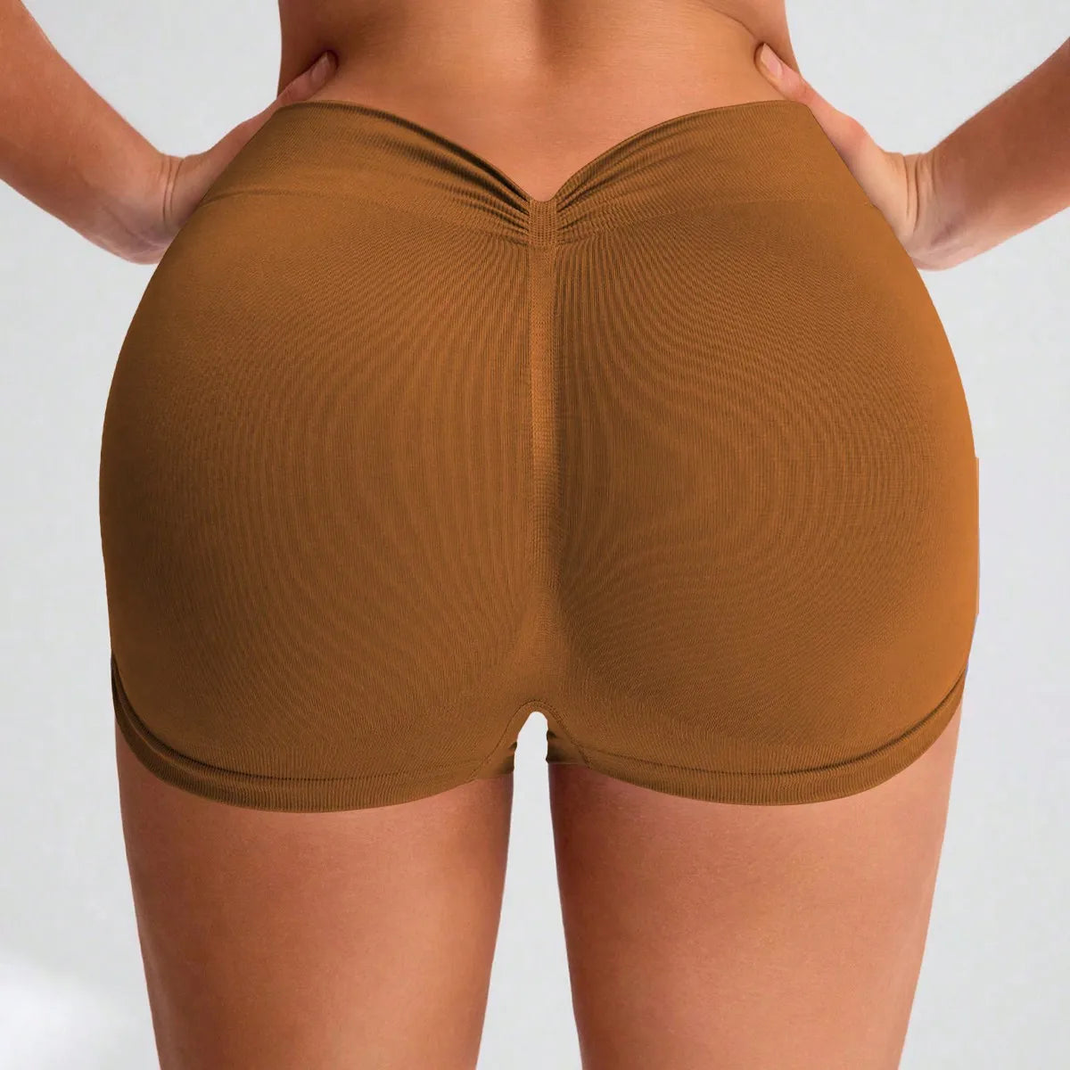 Three-quarter Mid-waist Hip-enhancing Seamless Knitted Yoga Peach Qme Khaki L