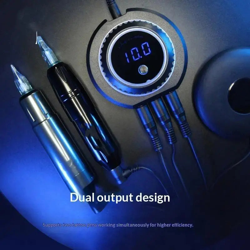Tattoo Power Supply LED Display Anti-slip Base Dual Output Rotatable Qme