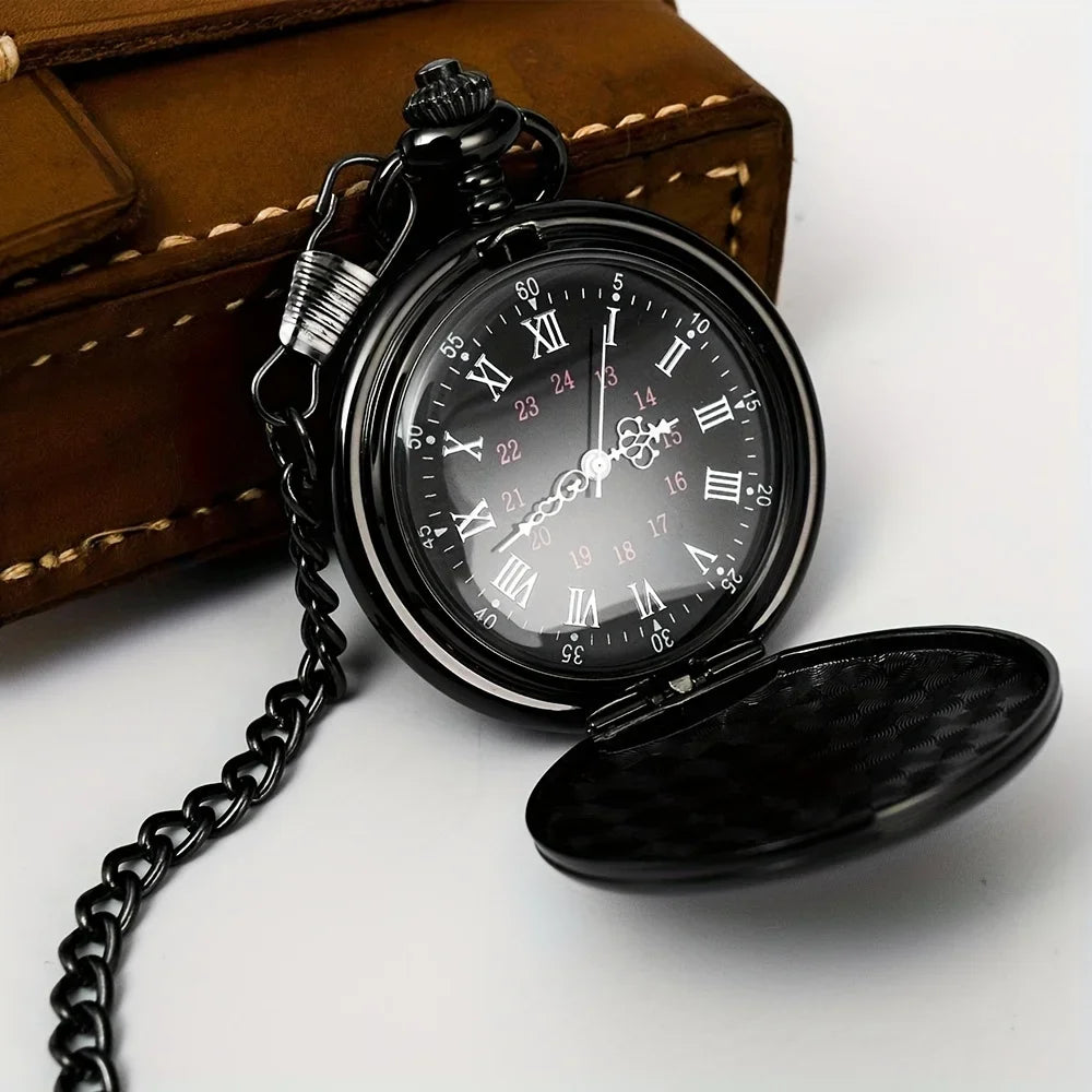 Simple Vintage Pocket Watch Round Hanging Chain Watch Quartz Watch Solid Color Alloy Pendant Bag Accessories Qme
