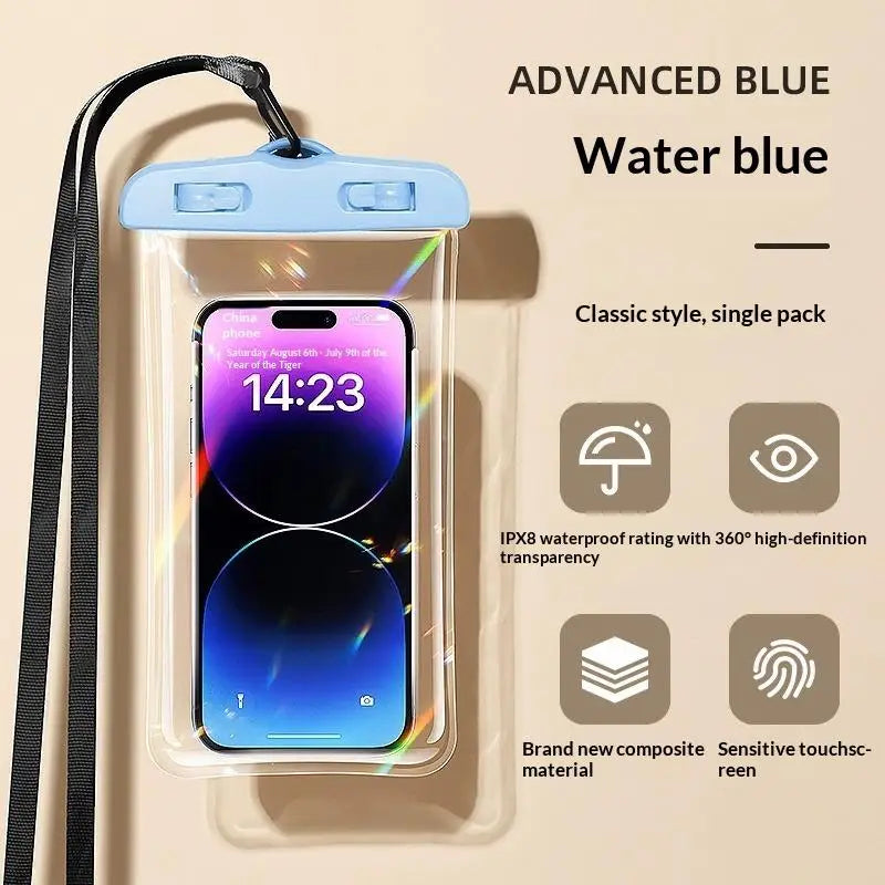 Waterproof Phone Pouch Drift Diving Swimming Bag Underwater Dry Case Qme Blue