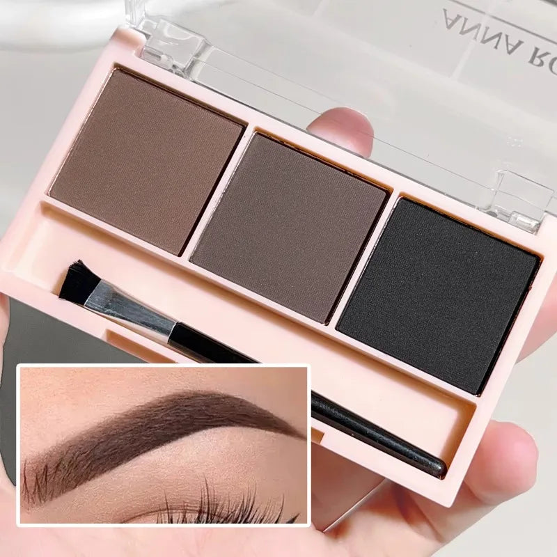 3-Color Brow Powder Brush Long-lasting Color-resistant Versatile Qme