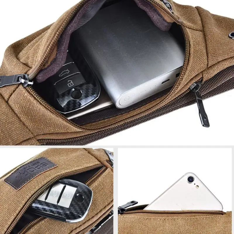 Mobile Phone Bag Men Women Convenient Belt Banana Fanny Casual Canvas Qme