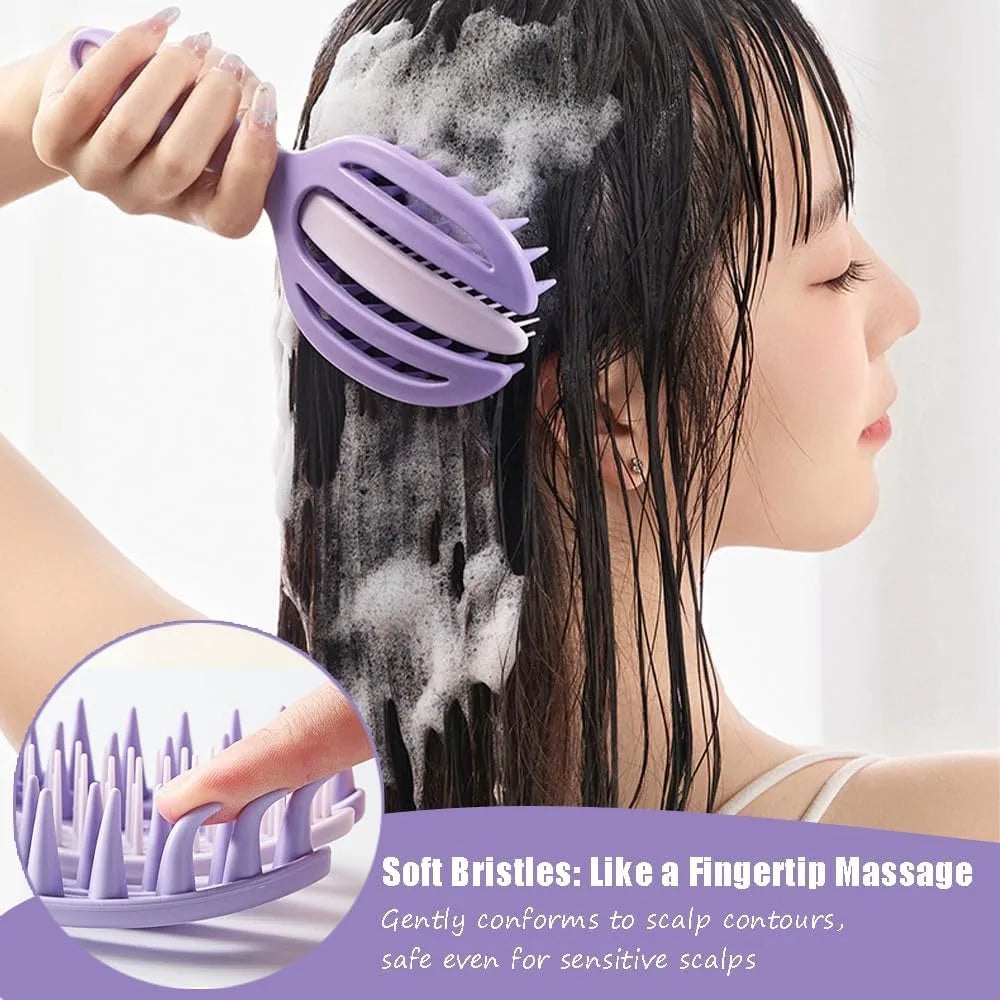 1 Scalp Massager Shampoo Brush Detachable Hair Exfoliator Wet Dry Qme