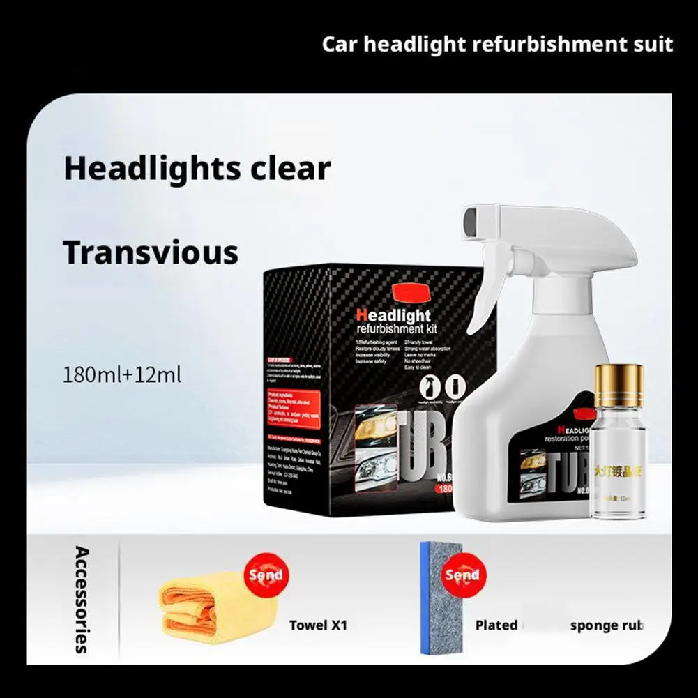 Headlights Cleaner Car Lights Cleaner Coating Spray Hydrophobic 180ml Polishing Anti-Fog Compound For Auto Detailing Windshield Qme