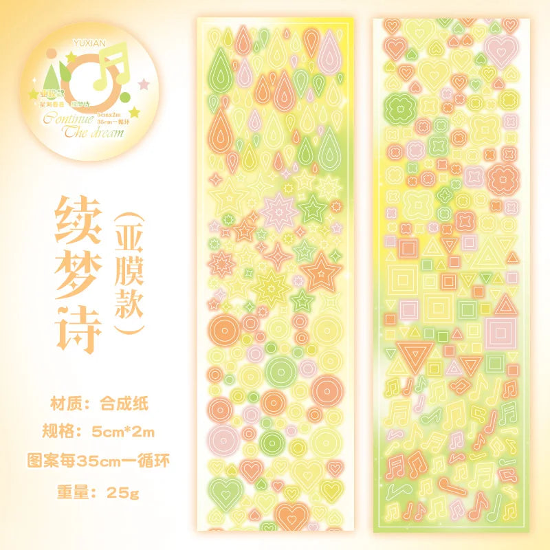 Cute Y2K Glitter Ins Style Decoration Adhesive PET Tape Planner Handbook DIY Scrapbooking Journal Collage Material Stickers Qme F HOT SALE