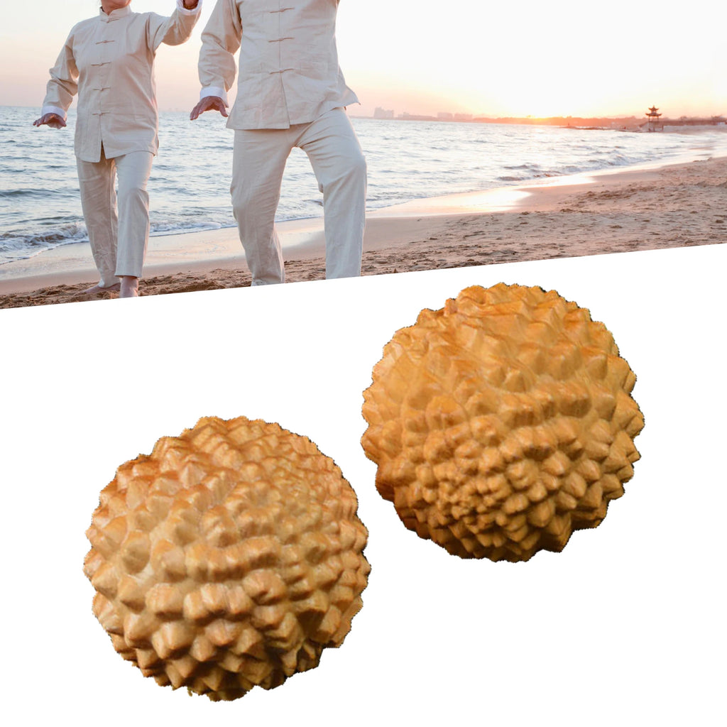 Wooden Hand Massage Ball Palm Relaxing Spiky Textured Acupoint Massage Balls for Elderly Pointed Hand Massage Balls Qme