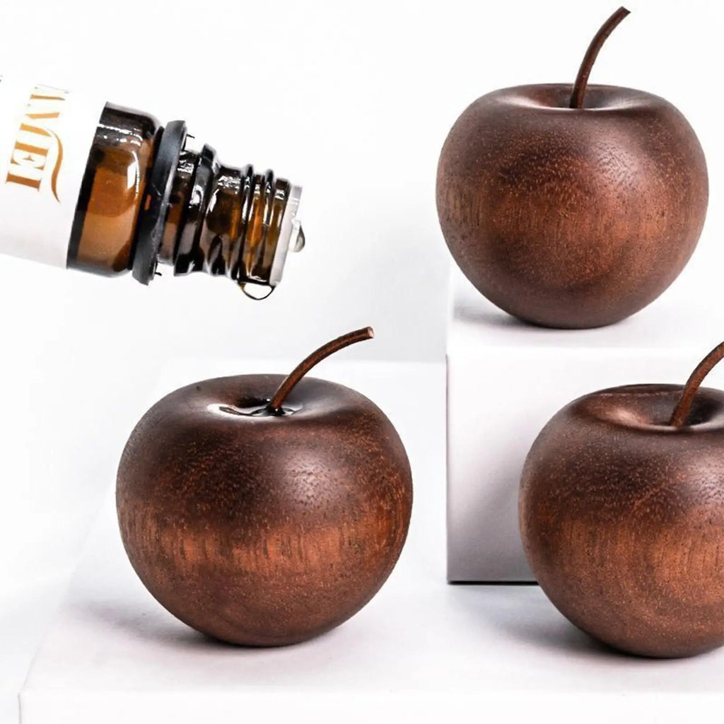 NEW 1pc Elegant Wooden Oil Diffuser - Apples Style, No Heat, For Car/Bedroom/Bathroom, Natural Scent, Gift, Spa Home Decors Qme