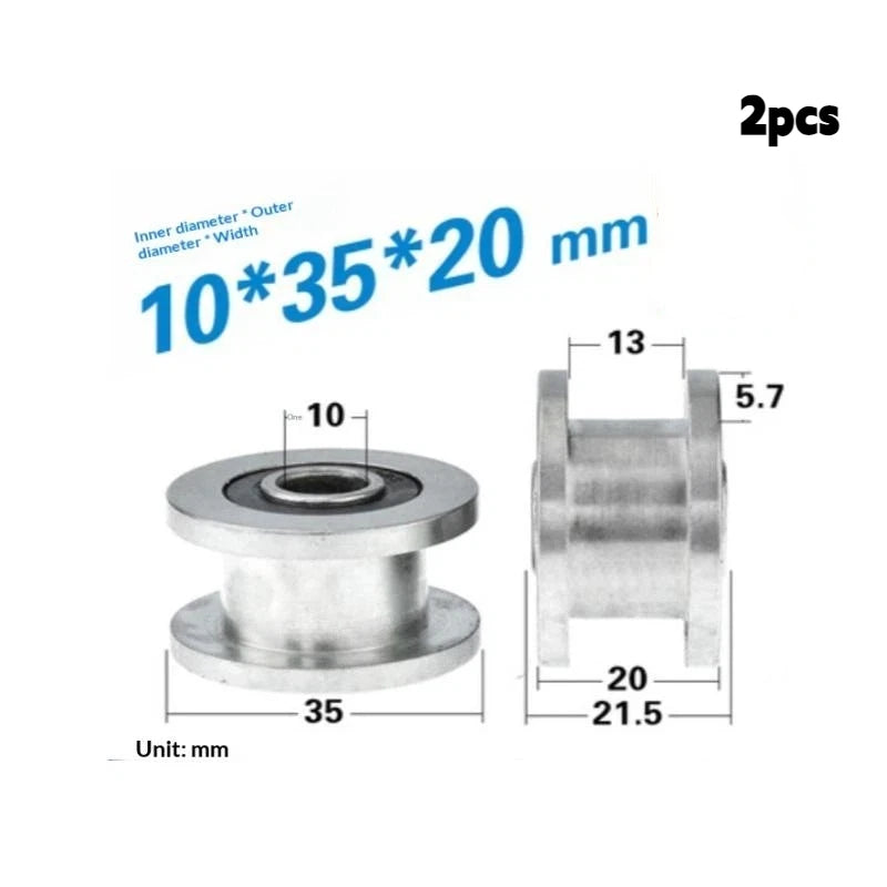 1 M8 M10x35x20mm H-groove Pulley Belt Groove Roller 6000-2RS Bearing Qme 2Pcs 10x35x20