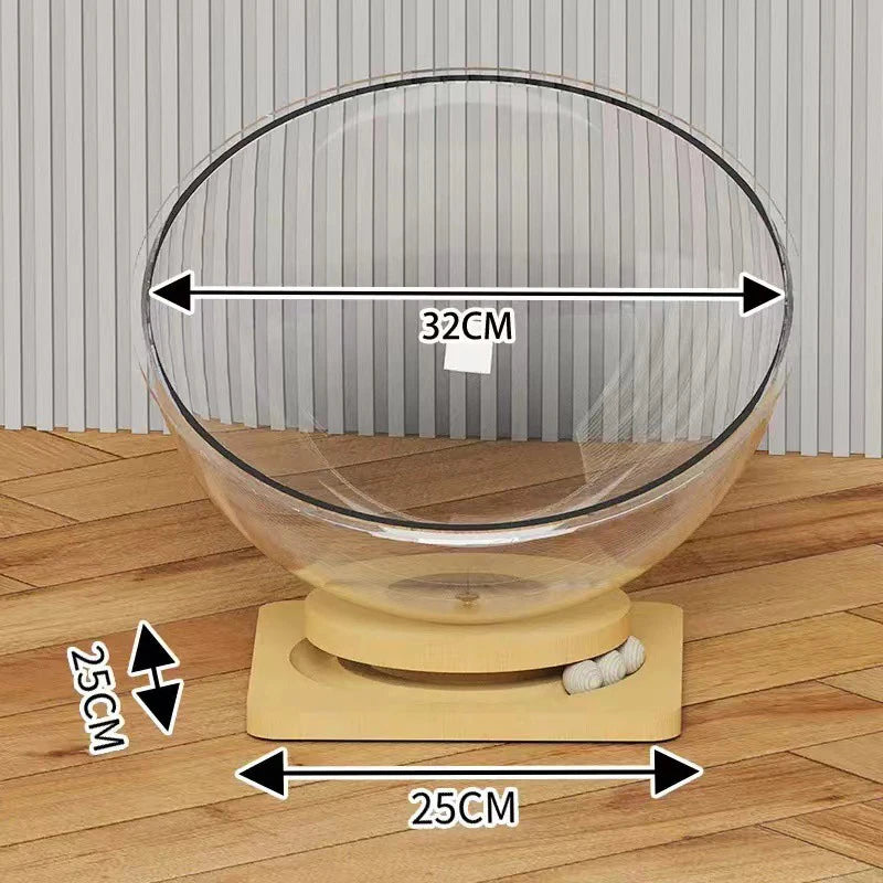 Solid Wood Acrylic Turntable Cat House Condo Space Capsule Nest Pet Qme M 32cm A